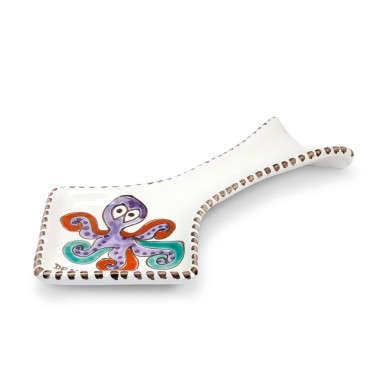 De Simone handmade ceramic Spoon Rest Folk octopus PMS5FK-4 De Simone handmade ceramic Spoon Rest Folk octopus PMS5FK-4